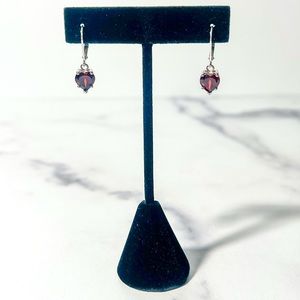 4.00ctw Garnet Heart Sterling Silver Dangle Earrings